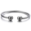 COOLSTEELANDBEYOND Elastic Adjustable Mens Stainless Steel Twisted Cable Magnetic Bangle
