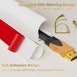 RPXRPX Side Open One Cord Cable Raceway Wire Cover for Cords, Our Cable Track is Best Suited for one Wire (Diameter <0.27"),Wire Raceway Management Cable Concealer Channel (Grey, 39in)