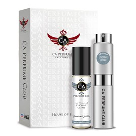 CA Perfume Impression of L'Homme Ultime For Men Eau de Parfum Refillable Sprayer + Fragrance Body Oil Roll-On Bottle 0.27 Fl Oz+0.33 Fl Oz