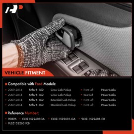 A-Premium Interior Door Handle Compatible with Ford F150 2009 2010 2011 2012 2013 2014, Chrome Lever Platinum Housing, Front or Rear Left Driver Side, Replace# CL3Z-1522601-GA, 9L3Z-1522601-CB