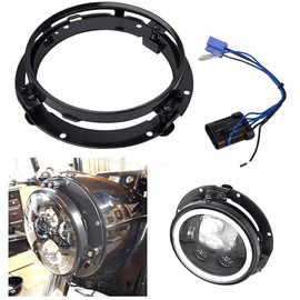 SKUNTUGUANG 7" 7 Inch headlight Ring Mounting Bracket with Wire Harness Adapter for Motorcycle Street Glide Road King Electra Glide Headlight bracket(Black)