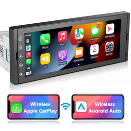 Wireless Carplay Single Din Touchscreen Radio Wireless Android Auto, Car Stereo with Bluetooth, 6.9-Inch IPS Touch Screen Car Play, GPS Navigation, Mirror Link, AM/FM RDS Radio, SWC/EQ/USB