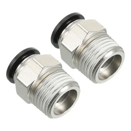 PATIKIL 12mm x 1/2"NPT Male Thread Push to Connect Fittings, 2 Pack Straight Quick Connect Fittings Pneumatic Air Line Fittings Joint Tube Fitting for Air Water