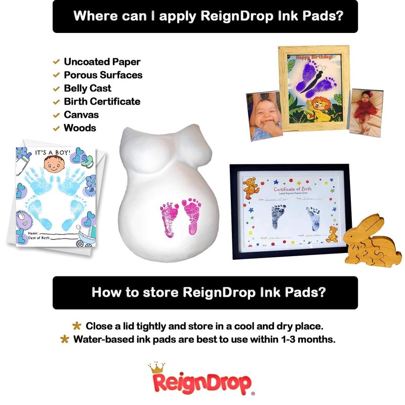 ReignDrop Ink Pad For Baby Footprint & Handprint - Creates