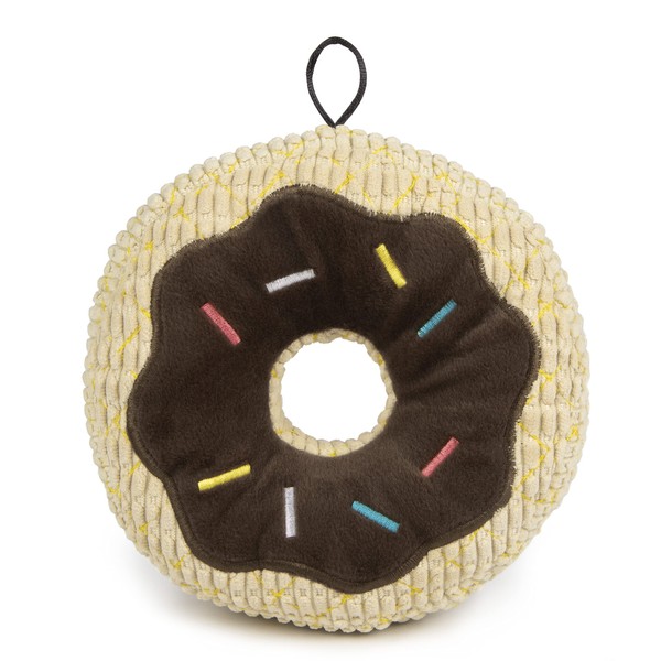 TrustyPup Tough 'N Fun Chocolate Donut Squeaky Plush Dog Toy,
