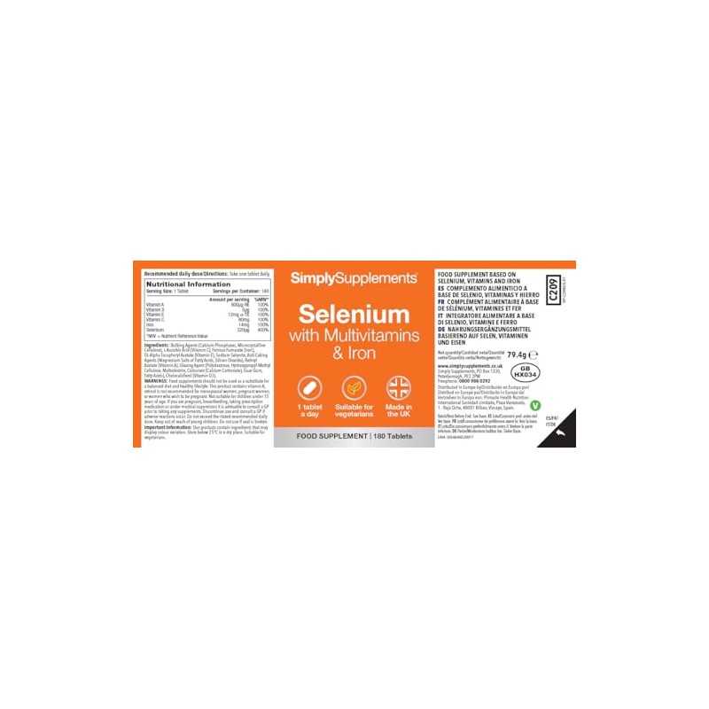 Selenium with Multivitamins & Iron | 360 Tablets | 12
