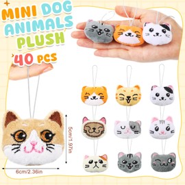 Libima 40 Pcs Mini Stuffed Animals Sea Animal Fruit Plush Keychain Set for Carnival Birthday Classroom Prizes Decoration for Clothes (Cat)