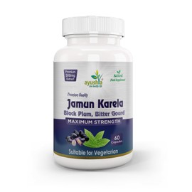 Ayushya Jamun Karela (Eugenia Jambolana & Bitter Melon Extract) Capsule, 500mg High Strength 60 Veg Capsules | Supports General Wellbeing