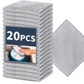 Wire Dishwashing Rag for Wetand Dry, No Scratches and No Odor,Reusable and Washable forCookware, Sinks, Dishes, Stove Tops.7.87"x 7.87":_20pc