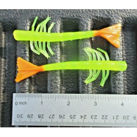 ALL AMERICAN TOURNAMENT QUALITY PRODUCTS 10ct Clear CHARTREUSE ORANGE Tail 4"SHRIMP TAIL GRUBS Bass Lures Saltwater Baits