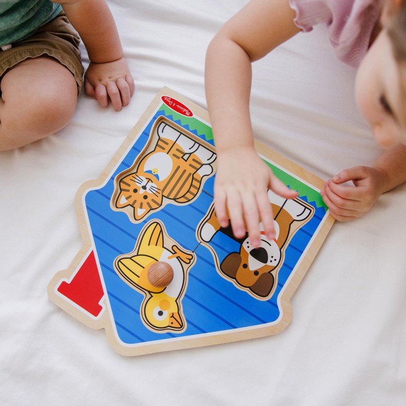 Melissa & Doug Pets Jumbo Peg Wooden Puzzle; Animal Puzzles,