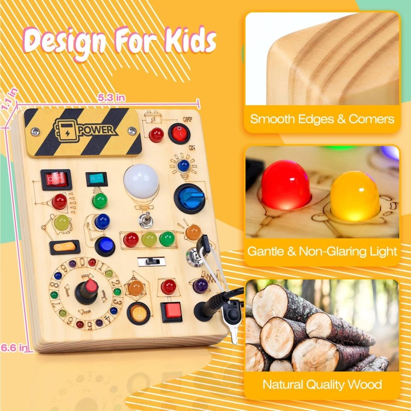 Harvow Best Busy Board with LED Light Switches Montessori Toys