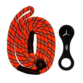 Heavy Duty Dog Leash with Adjustable Loop - 150cm Long - Nylon - Tangle-Free Weather Resistant - Includes Poop Bag Holder - Orange/Black - Ideal for Walking & Training