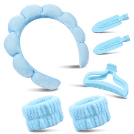 my novel things Hairband Cosmetic, Face Wash Headband, Cute Skincare Headband and Wrist Bands Set for Women, Spa Hair Bands with Hair Clips, for Washing Face, Sports, Beauty