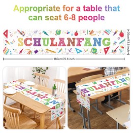 GRESATEK Table Runner First Day of School Decoration White Table Runner for School Child Colourful Sugar Cones ABC Table Runner Table Decoration for Girls Boys First Day of School Decoration 180 x 35