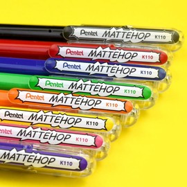 Pentel K110-VBX Mattehop Gel Rollerball Pen with High Coverage Ink in Matt Finish - Model with Cap, Red