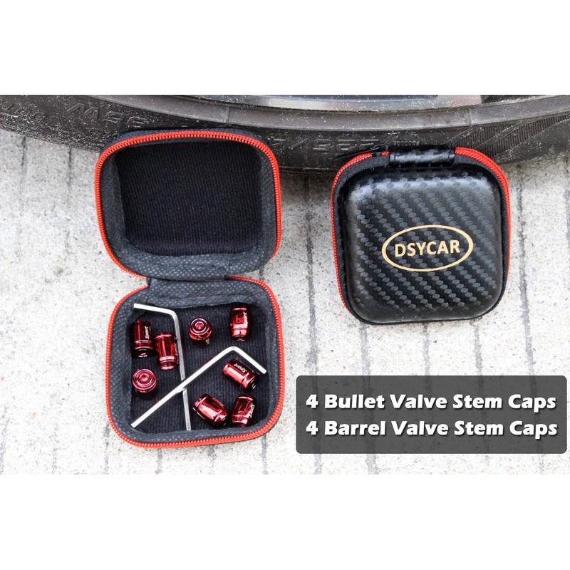 Dsycar Locking Valve Stem Caps Red (8 Pack), Anti Theft
