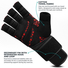 RDX Weight Lifting Gloves Gym Workout, Maya Hide Leather, 50CM Long Wrist Support, Full Palm Protection, Powerlifting Strength Training Deadlifting Bodybuilding Exercise, Ventilated Men Women, M