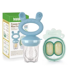 Haakaa Chupete alimentador de frutas para bebés | Moldes de paletas de leche materna para dentición | Alimentador y mordedor de silicona para alivio de la dentición del bebé y alimentación segura del bebé, sin BPA (azul cielo)