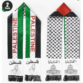 2 Pack Palestine Flag Scarf Silk Neck Scarf Palestinian Scarfs Arab Gifts Palestine Bandana 6 X 53 Inch