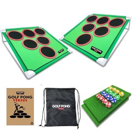 Golf Pong Game Set | Indoor & Outdoor Golf Beer Pong - Includes 16 Velcro Balls, Chipping Mat & Carrying Case | Fun Game for Adults - NO CLUB INCLUDED - Game Set: Golf Pong Versus - 2 Pack Game Set