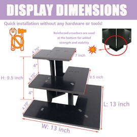 Luxinika 3-Tier Retail Table Risers Display Stand with Shelves for Vendor Events, Farmers Market Craft Fair Rack Candle Soap Stand for Shows Countertop Pop Up Shop Tumblers Candy (Black, Corner)