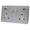 Discount Electrix USB 2 Gang Plug Socket Polished Chrome Screwless
