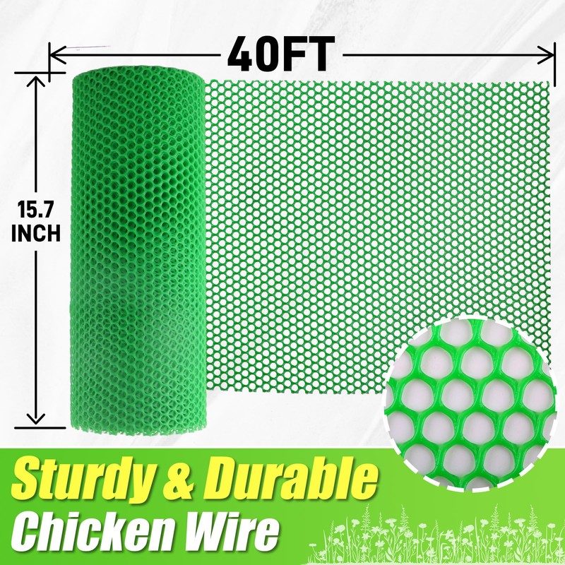 Sumloty Garden Fence Green Plastic Mesh- 16in x 40ft Plastic