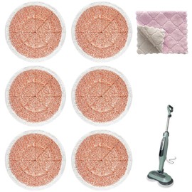 ELLECILA Mop Replacement Pads for Shark, 6PCS Steam Mop Pads, Reusable Steam and Scrub Cleaning Pads, Heavy Scrub Pad, Velvet Nylon Yarn Cover, Compatible with S6002UK S7201UK (Orange)