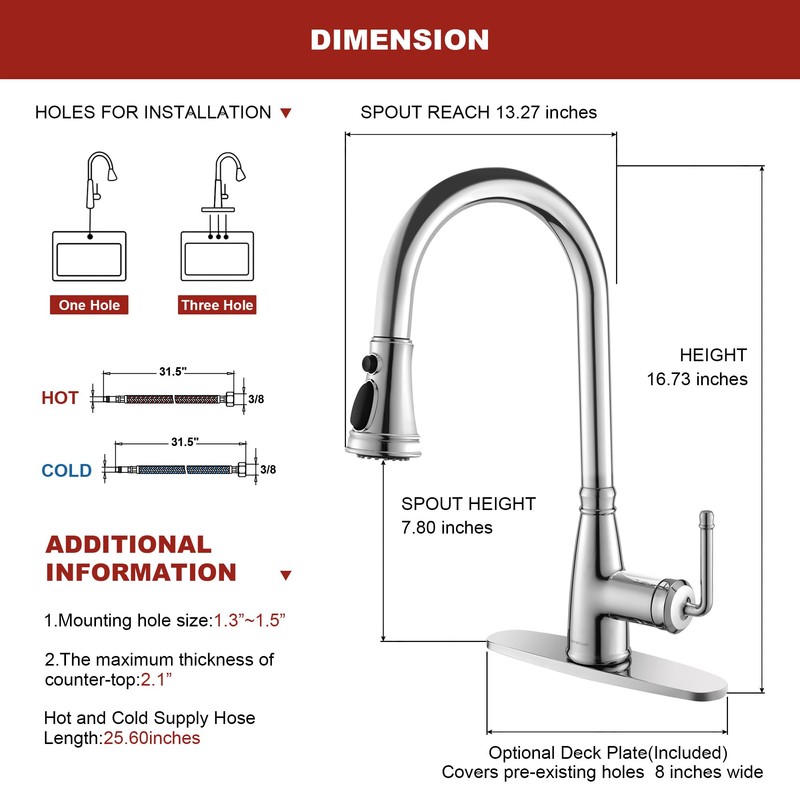 Lavatrum Kitchen Faucet with Pull Down Sprayer, 17 inch Polished