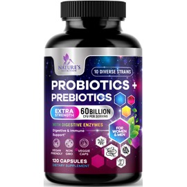Daily Probiotic for Women & Men 60 Billion CFU 10 Strains Supplement Lactobacillus Probiotics - Digestive Gut & Immune Health Support - Supports Occasional Constipation, Gas & Bloating - 120 Capsules
