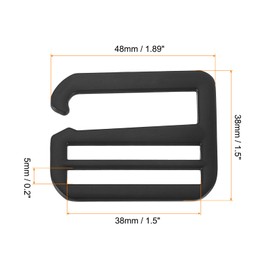 sourcing map 4Pcs 38mm/1.5" Metal G-Hook Webbing Buckles Adjustable Flat Tri-Glide Slide Buckles for Backpack Strap Webbing, Matte Black