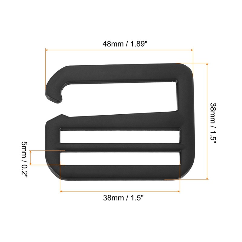sourcing map 4Pcs 38mm/1.5" Metal G-Hook Webbing Buckles Adjustable Flat