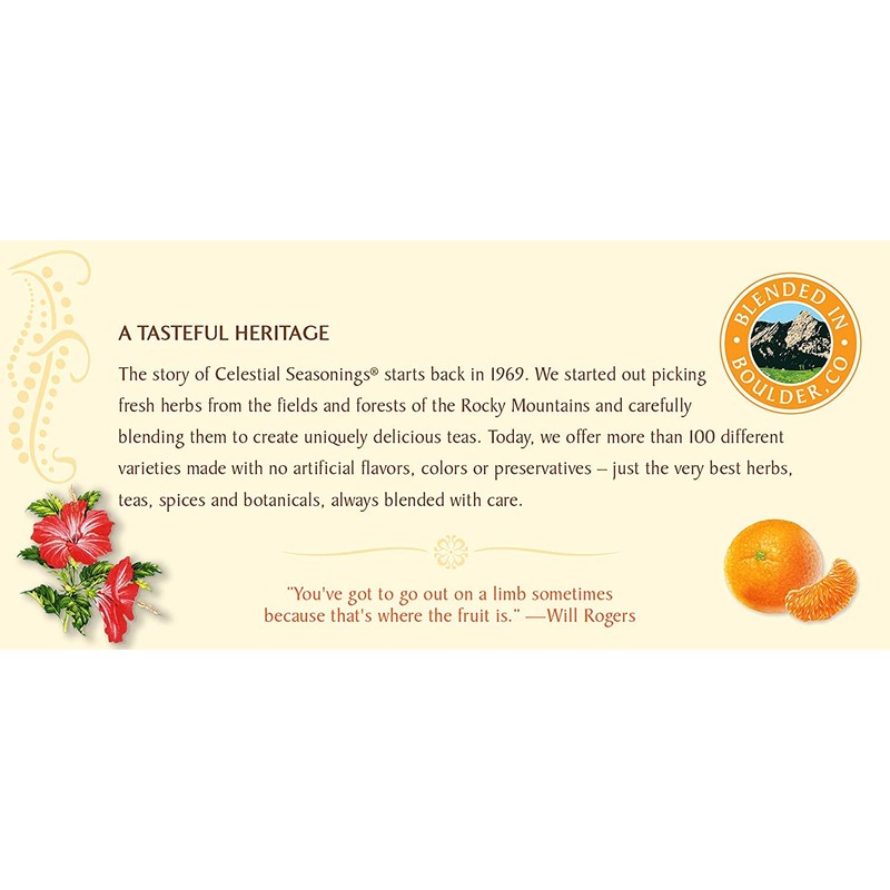 CELESTIAL SEASONINGS HERB TEA,TANGERINE ORANGE, 20 BAG