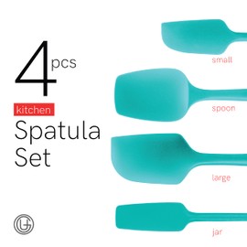 UpGood Silicone Spatula Set 600°F - High Heat Resistant Nonstick, Small and Large Kitchen Spatulas - Flexible BPA Free Professional Grade Cookware - Utensils for Cooking, Baking, Mixing(4 Pcs, Teal)