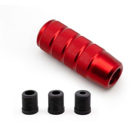 Tioollev 95mm/3.74" Car Shifter Knob, Aluminum Weighted Automotive Gear Shift Manual knobs Lever with 3 Threaded Adapters M8 M10 M12 x 1.25, Universal for Vehicle (Red)