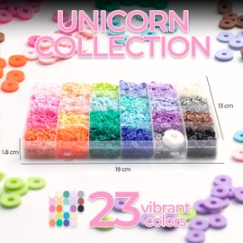 Premium Clay Beads, 6000 Pcs Unicorn Clay Beads Refill with Elastic String, Multi Colors Flat Round Heishi Beads, Friendship Bracelet Beads, 6mm Polymer Clay Beads Only for Jewelery Making Kits