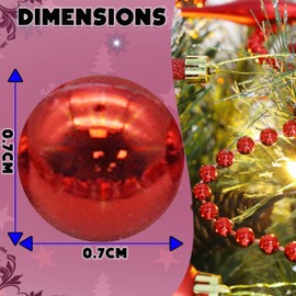 HOVUK® 10M Shiny Bead Garland, Shatterproof Red Bead Chain, Plastic Pearl Beads Christmas Garland, Traditional Luxury Christmas Tree Decoration