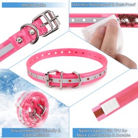 LuckinPET Replacement Collar Strap, Compatible with Petsafe,PATPET,Sportdog,Garmin,Dogtra,etc Most Training Collar/Fence Reciever, 3/4',Reflective,Adjustable,Metal Buckled,Waterproof (Pink Pack2)