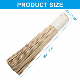 Kyuionty Natural Bamboo Wok Brush 12-Inch Length, Traditional Kitchen Pan Cleaning Whisk Cleaning Brush Bamboo Scrubber (Flat Brush)