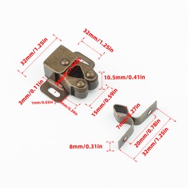 YEYIT Furniture Catch Pack of 10 Strong Catch Double Roller Catch Cabinet Door Cabinet Latches with Screws Cabinet Door Latch Catcher for Cupboard Doors Kitchen Green Bronze