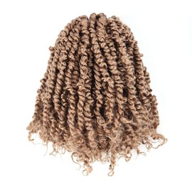 10 Inch 7 Packs Pre-twisted Passion Twist Hair Gold Youngluchi Pre looped Crochet Synthetic Braiding Hair(10 Inch-7 Packs,27#)