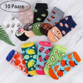 Jeasona 10/12 Pairs of Funny Trainer Socks Women's 35-42 Cotton Colourful Socks Women's Short Casual Unusual Funny, Multicoloured-9823A, 35 - 38