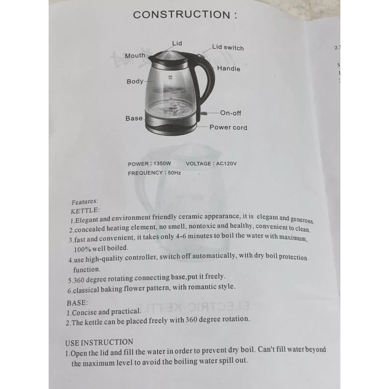Myland Glass 120 V Hot Water Kettle Electric for Tea