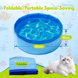 Small Cat Pool, 30 x 10 cm, Cat Paddling Pool, Blue Dog Pool for Small Dogs, Foldable Pet Pool for Cats, Dogs, Water Toy, Cats Pool, Small, Mini Paddling Pool for Bathing, Playing