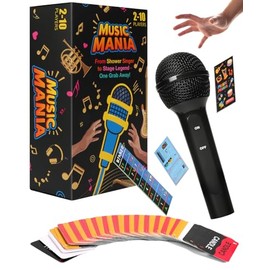Juego de mesa de música con micrófono, pase el micrófono con 280 letras de canciones (140 tarjetas) y 10 tarjetas en blanco, 2-10 jugadores, juego de fiesta de karaoke para la familia