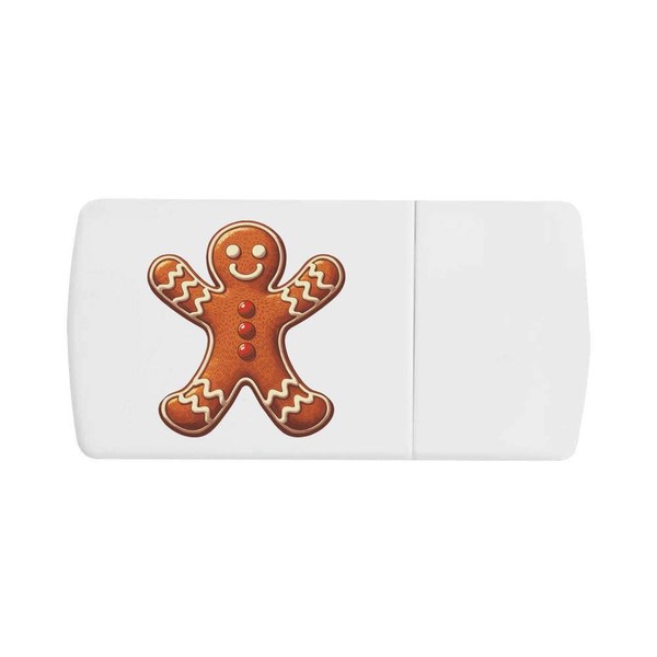 'Gingerbread Man with Red Buttons' Pill Box with Tablet Splitter