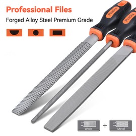 Metal File, 20CM Preciva Flat/Half Round/Round Files, Premium T12 Carbon Steel& 45# Steel, Suits Metal, Wood etc