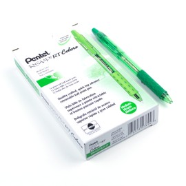 Pentel R.S.V.P. RT Colours Retractable Ballpoint Pen, Everyday Writing, Office Supplies, School Supplies, Long Lasting 1,400m Writing Distance, 1.0mm Bold Point, Green Ink, BK93CRD-D, Box of 12
