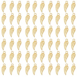 CellCase 100pcs 3/4 inch Angel Wings Feather Pendant Charm for DIY Jewelry Making Supplies (Gold)